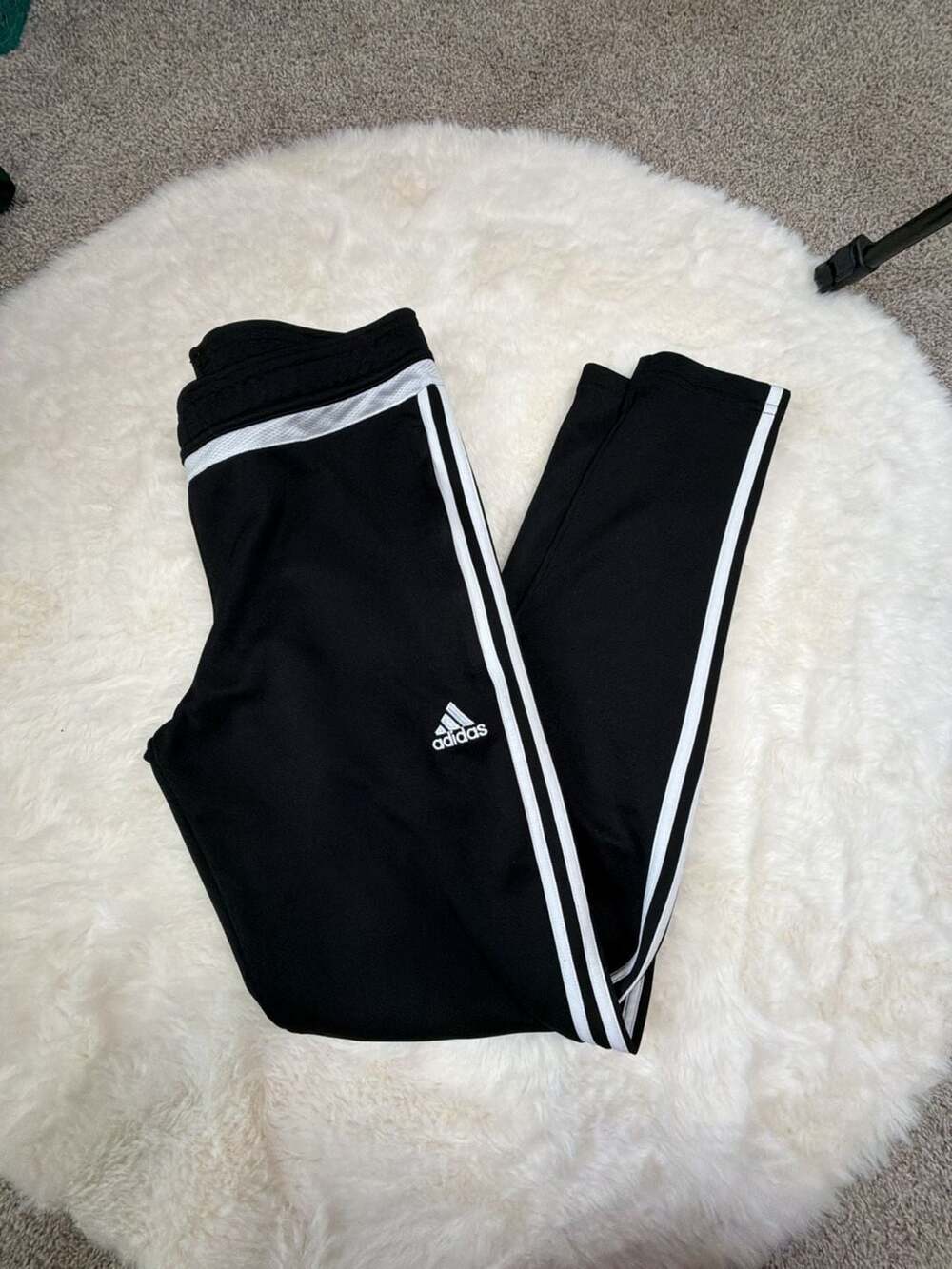 Adidas Climacool Women's Black and White Three-Stripe Athletic Track Pants